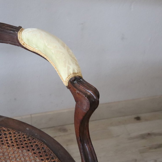 Image 1 of Divano antico viennese in noce e paglia, Italia, XVIII secolo