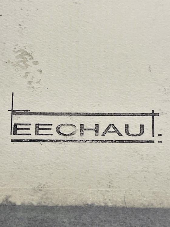 Image 1 of Original framed artwork on paper, signed Eugène Eechaut, created in ink in 1973