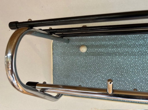 Vintage wall coat rack with chrome hooks