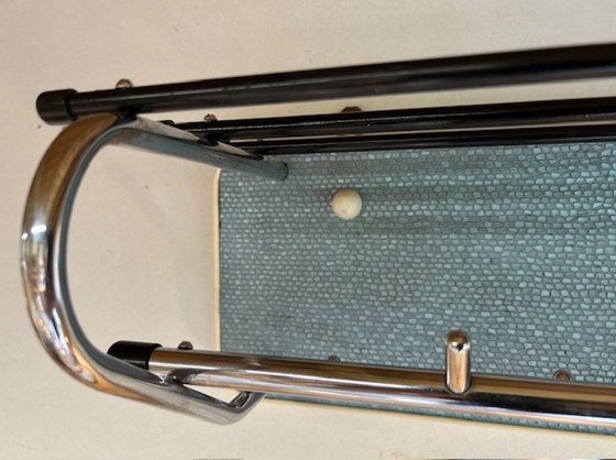 Image 1 of Vintage wall coat rack with chrome hooks