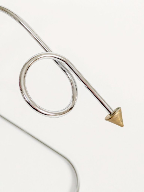 Image 1 of 1980s Memphis Style Chrome Wine Bottle Holder, Postmodern Barware, Modernist Kitchen Decor