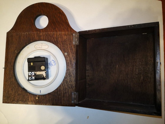 Image 1 of Rare Vintage Retro Wood and Porcelain Clock from Paris / 1970's