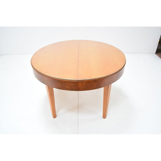 Image 1 of Vintage round wooden folding table by Jindrich Halabala, Czechoslovakia 1950