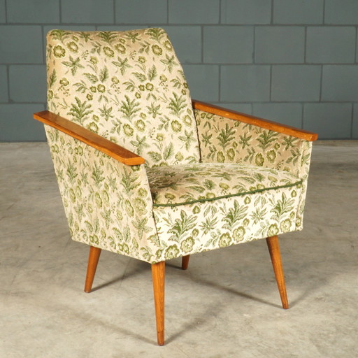 Vintage Club Armchairs - Velvet Leaf Motif - 1960s