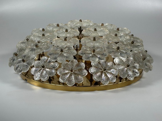 Image 1 of Lampada da soffitto Plafoniere anni '60-'70 Ernst Palme in ottone e vetro Germania