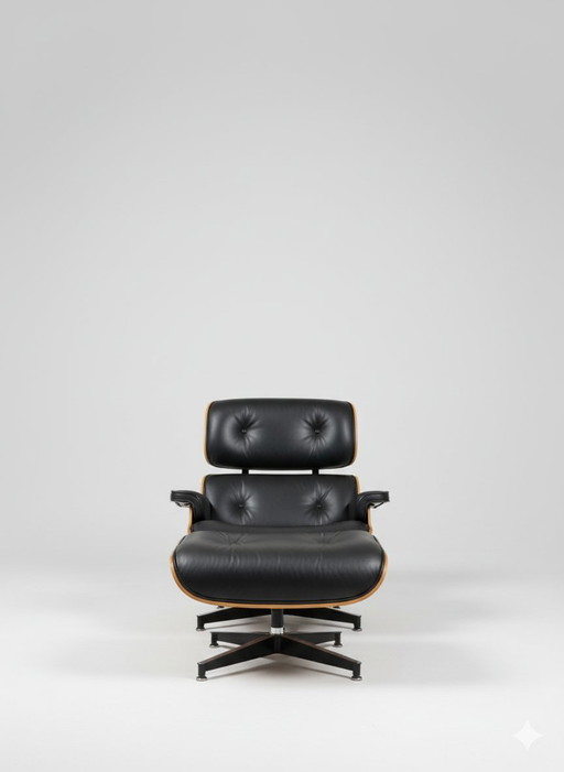 Auténtica silla y otomana Eames Lounge (Vitra) - Palisandro y cuero