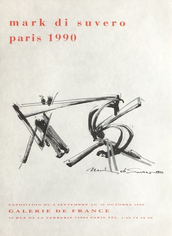 Image 1 of Marque DI SUVERO Expo 90 - Galerie de France - Affiche Paris 1990