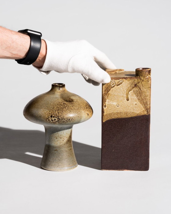 Image 1 of Curated Duo of German Studio Ceramic Sculpural Vessels Till Sudeck & Anonymous