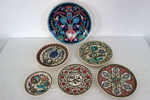 Lote de 6 platos turcos vintage de pared