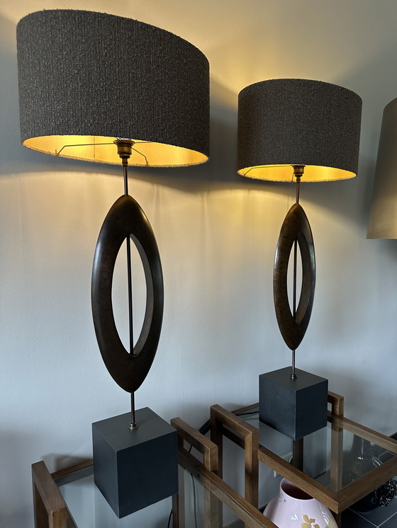 Image 1 of Porta Romana Sculpted Manhattan Large table lamp set 2 pieces