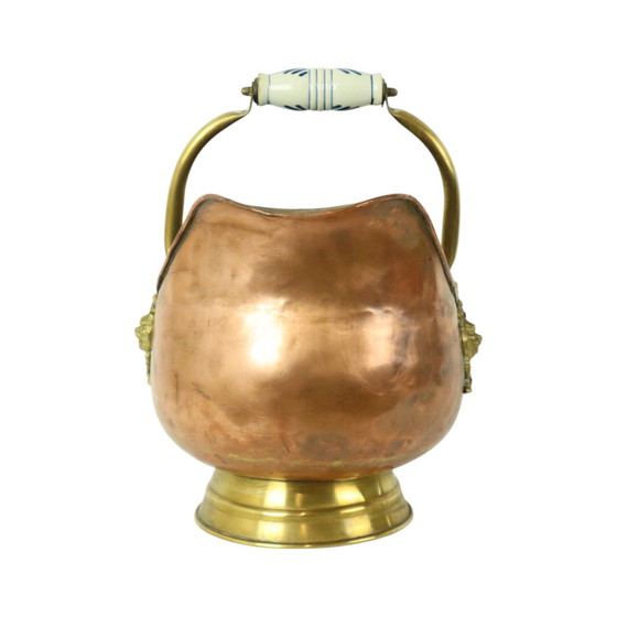 Image 1 of Antique Copper Helmet-Shaped Coal Kit Flower Pot