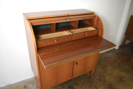 Image 1 of Mid - Century bureau secretary vintage chest of drawers cabinet