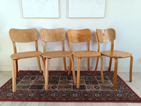 Image 1 of 4 sedie da pranzo in legno curvato scandinave