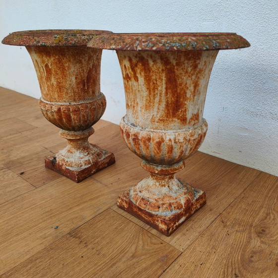 Image 1 of Gietijzeren tuinvazen, plantenbakken bloembakken. Set prijs  