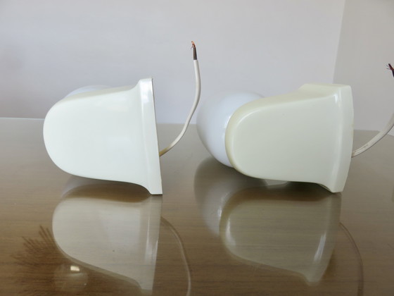 Image 1 of Pair of Streamline Sconces in Opaline and Polypropylene, France 70'80
