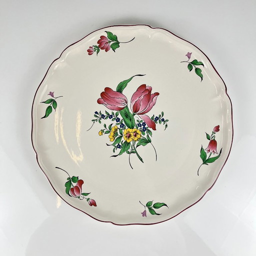 KG Lunéville taartbord, model "Straatlantaarn", tulpmotief – servies, Ceramic