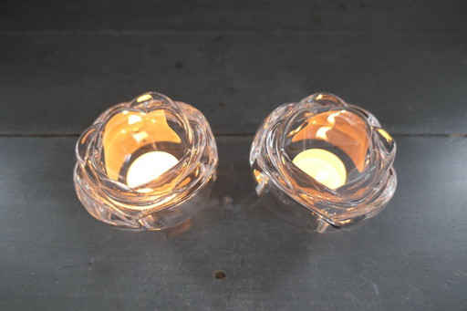 Candelabro Adria de cristal de plomo al 24 % 2 x rosa