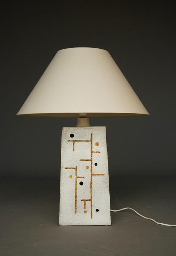 Mid-Century Ceramic Table Lamp With Abstract Design, 1970s (photo 9 of 16)