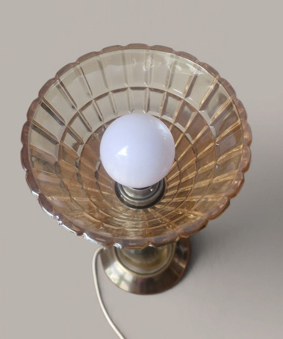 Modernist Glass and Metal Lamp - Jacques ADNET Style - 1950s – Table lamps (photo 8 of 15)