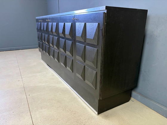 Vintage Wooden Brutalist Credenza, 1970s – Sideboard, Metal (photo 6 of 9)