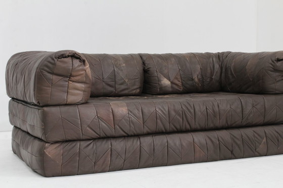 Image 1 of Vintage leren patchwork sofa  daybed jaren 70