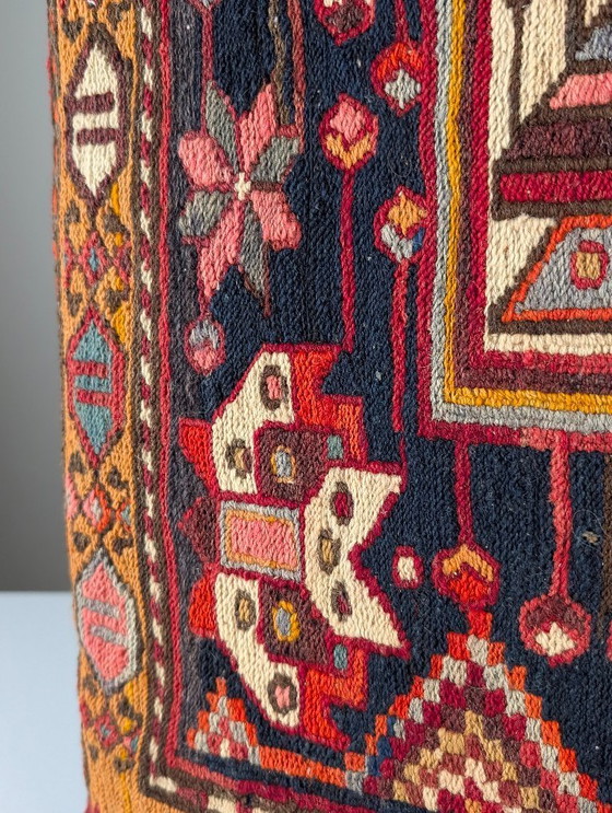 Image 1 of Gran cojín de suelo kilim soumak caucásico, de lana, mediados del siglo XX
