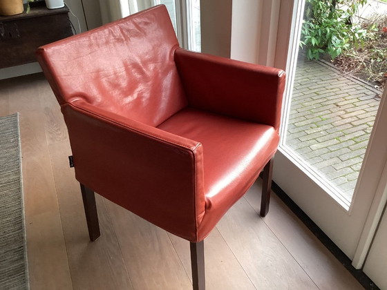 Image 1 of 6 sedie da pranzo in pelle di Gerard van den Berg, modello Fellini