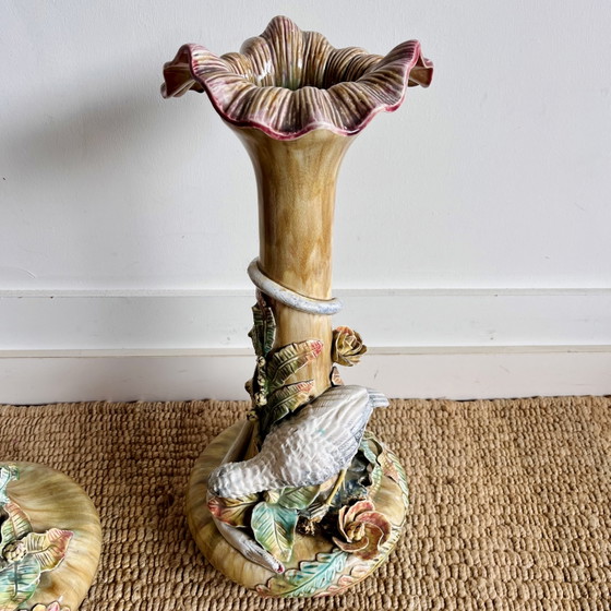 Majolica Ceramics Art Nouveau Vases 1900 (photo 8 of 13)