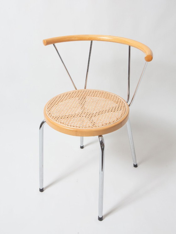 Image 1 of Stoelen met rotan zitting en chroom