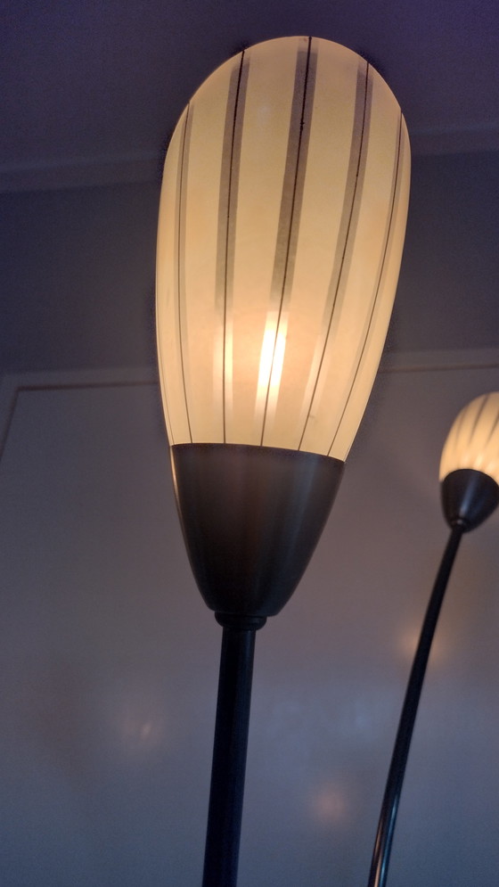 Image 1 of Retro vloerlamp met 3 glazen schelpkappen