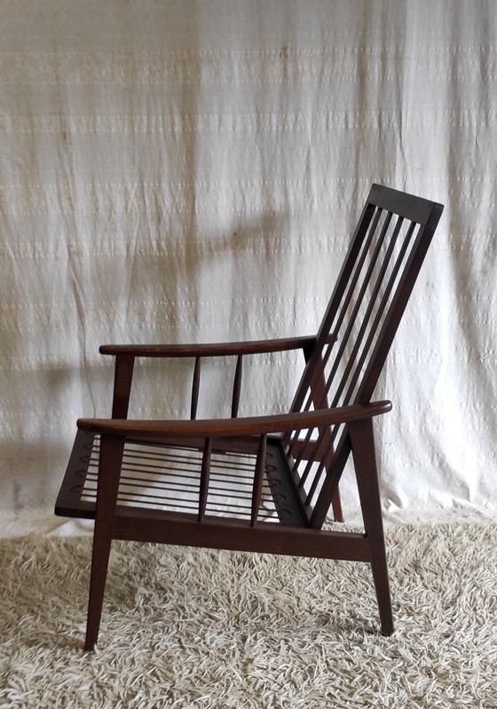 Image 1 of Fauteuil style scandinave en bois massif - années 60/70