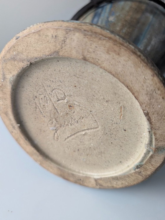 Image 1 of Vaso in gres e ferro battuto Art Déco belga Roger Guérin, anni '30