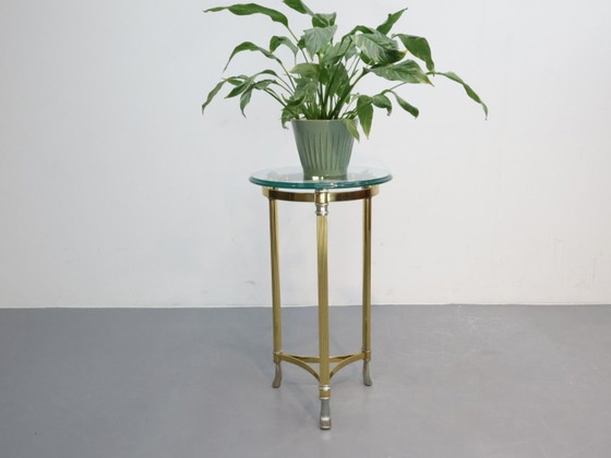 Vintage side table / brass glass / gold / Holywood regency – Hollywood Regency (photo 3 of 5)