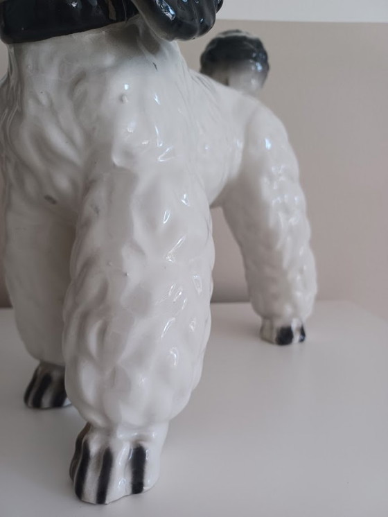 Image 1 of Vintage '80 XL Poedelbeeld. Handbeschilderd keramiek. 