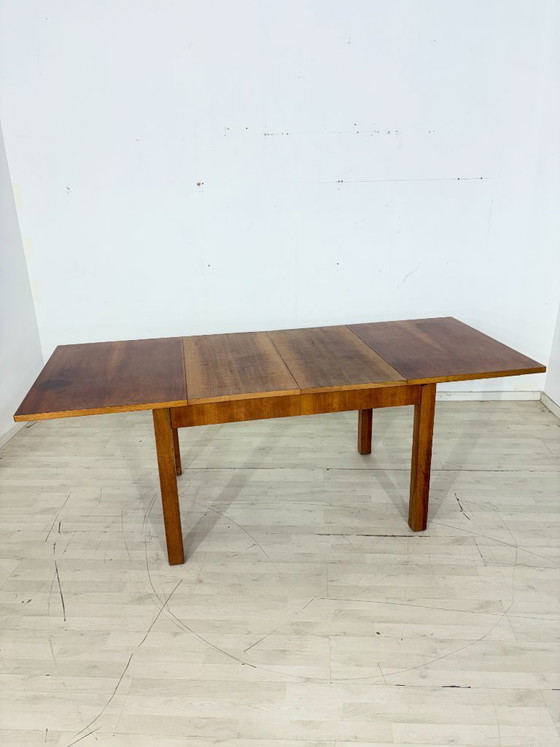 Image 1 of Table de salle à manger Art Déco / Table vintage 1928 / Table de cuisine extensible, noyer