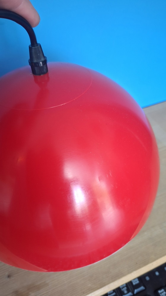 Image 1 of Red vintage space age massive mushroom pendant lamp