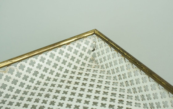Image 1 of mid century modern TRAY, perforated metal and brass, attr. to mathieu mategot 1950s
