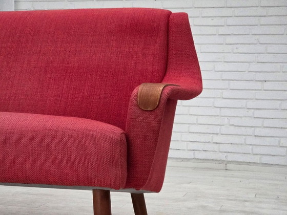 Image 1 of Dänisches 2-Sitzer-Sofa aus den 1970er Jahren, Möbelstoff, Teakholz.