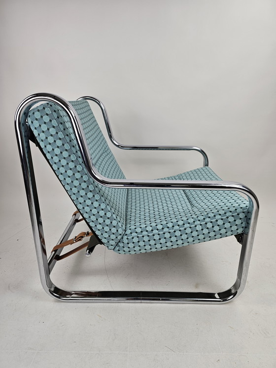 Image 1 of Set of 2 Italian chairs in chrome frame and completely reupholstered
