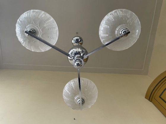 Image 1 of Lamp Pendant Lamp Art Deco 1930 Chromed French