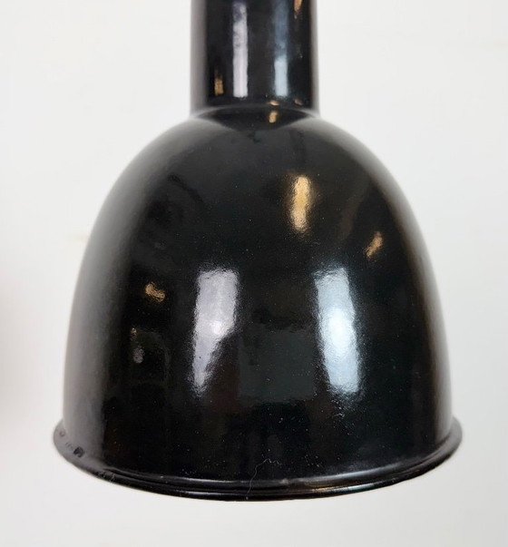 Image 1 of Small Industrial Black Enamel Ceiling Lamp, 1950s