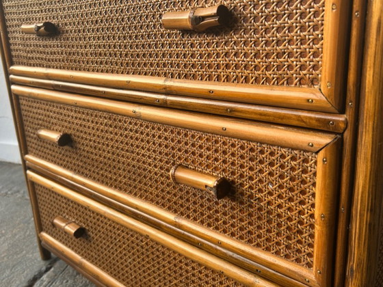 Image 1 of Commode en bambou et rotin Angraves, style milieu du siècle, années 1970