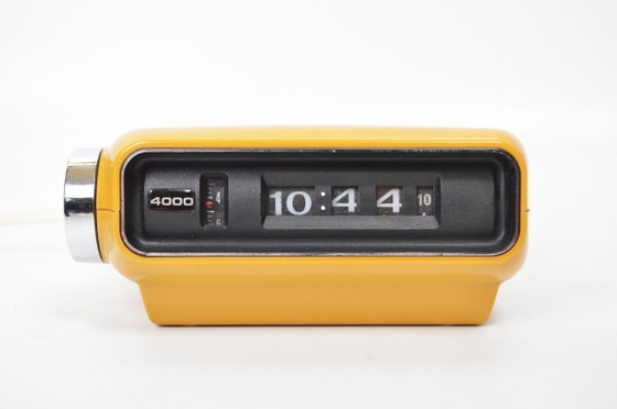 Image 1 of Space Age Alarm Clock Sankyo 4000 / Ocher - Yellow / 1970's Vintage Flip clock