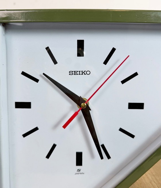 Image 1 of Horloge murale double face Seiko Ships verte vintage, années 1970