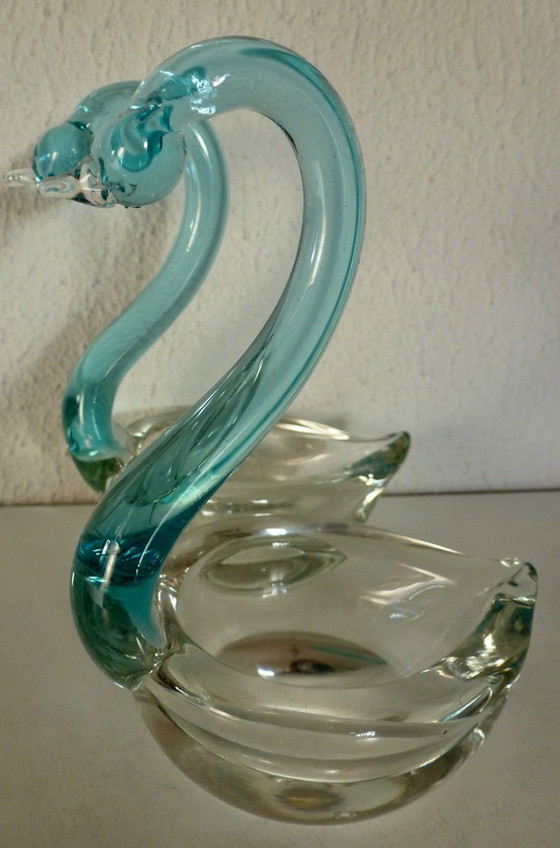 Image 1 of 2x Glazen zwaantjes in Murano stijl.