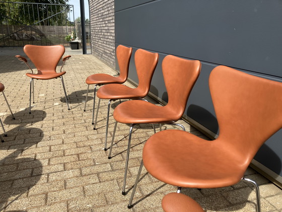Image 1 of Fritz Hansen series 7 Butterfly chairs in Cognac leather NEW!!