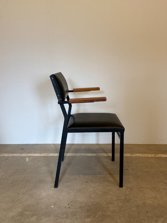 Vintage Armstoel in de Stijl van Martin Visser SE21 - Jaren 60 – Bureaustoelen, Metal, Wood (photo 3 of 9)