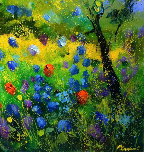 Image 1 of Rote und blaue Mohnblumen