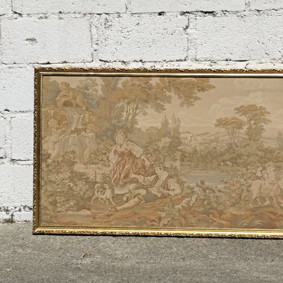 Image 1 of Large French Tapestry (Gobelin) -1950s-Traditional Spring Scene - Rococo Style