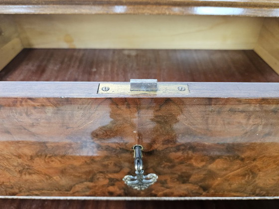 Image 1 of Walnut Burl Chest of Drawers with Double Glass Top